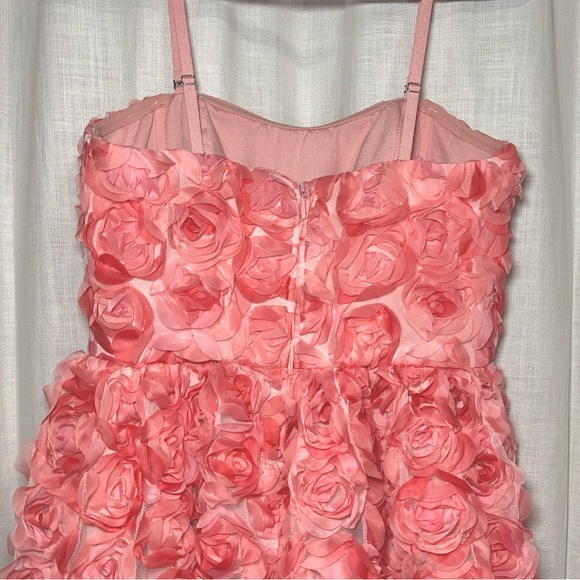 Dress the Population Dress Sasha Strapless Fit & Flare Mini NEW Pink 3D Floral - Picture 7 of 14